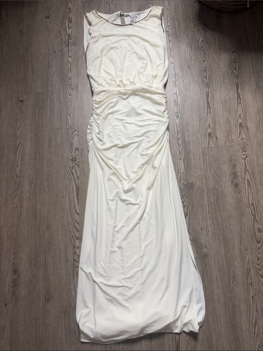 Cache Cream Maxi Dress with Gathered Waist
